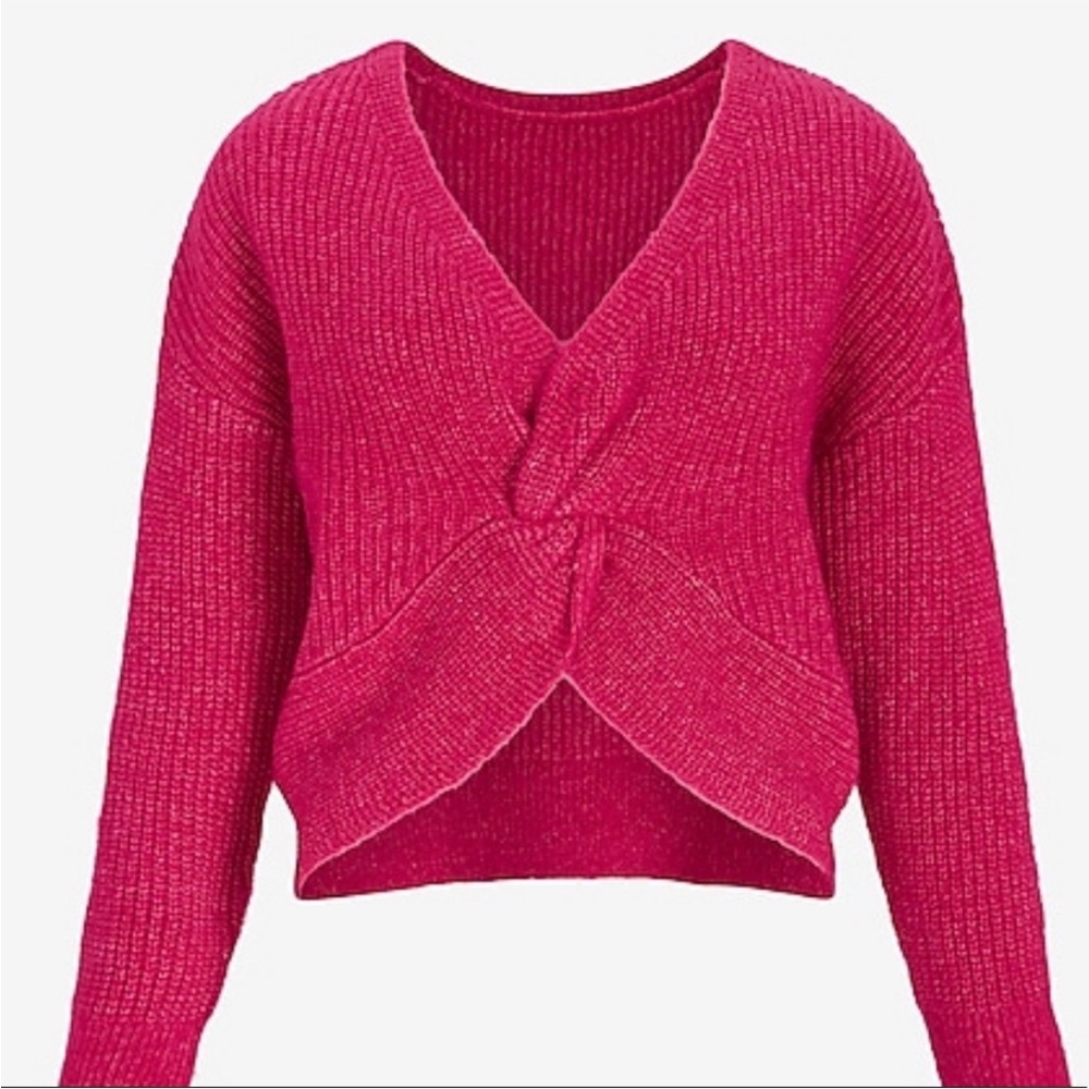 EXPRESS NWT Reversible Twist Front Hot Pink Sweater size S